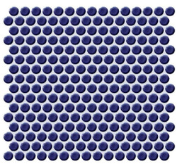 Splash Cascade Penny Round Navy Blue Glossy